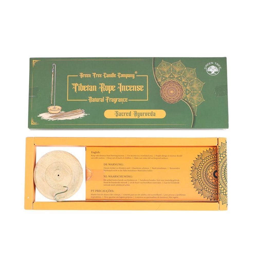 Sacred Ayurveda Tibetan Rope Incense with Holder